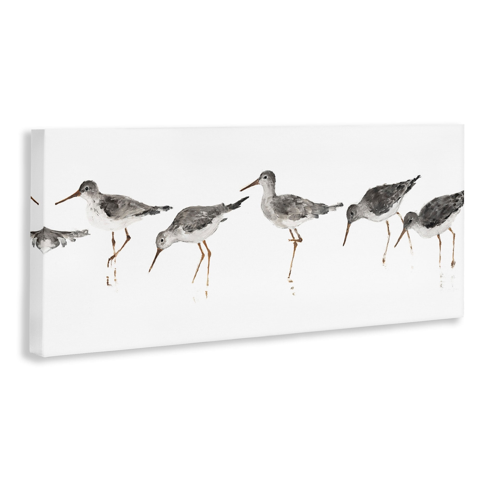 Stupell Industries Beach Bird Sandpipers Minimal Grey White Painting Canvas Wall Art Design by Avery Tillmore, 10" x 24"