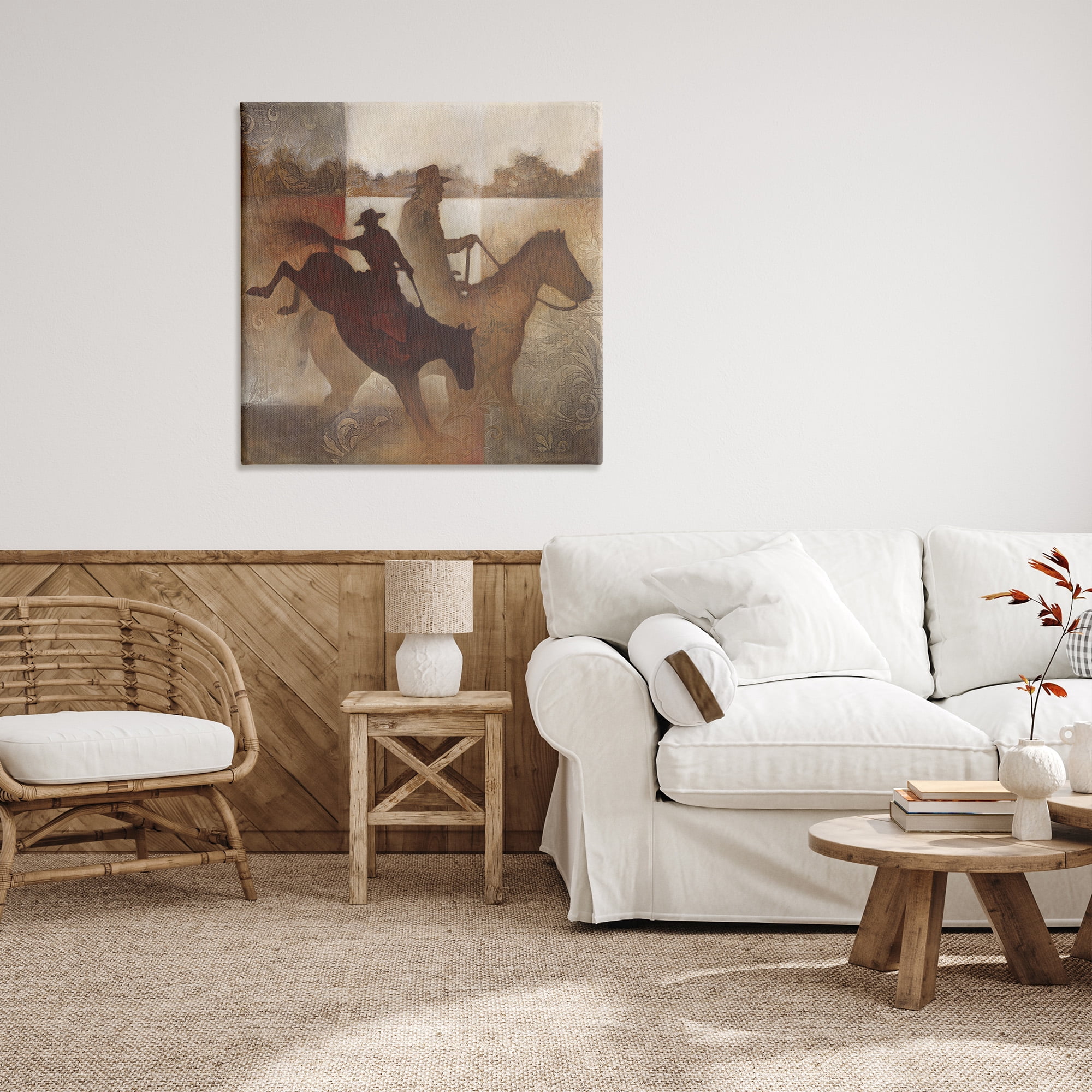 Stupell Industries Rustic Cowboy Silhouettes Animals & Insects Painting Gallery Wrapped Canvas Art Print Wall Art, 36 x 36