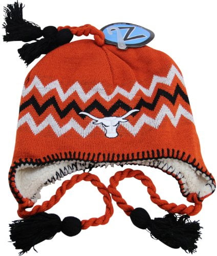 NCAA Zephyr Texas Longhorns Fully Lined Knit Beanie Hat with Ear Flaps by Zephyr
