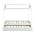 thumbnail image 6 of Harper & Bright Designs Twin Size Wooden House Bed with Trundle and Roof, House Bunk Bed Can Be Decorated, White, 6 of 10