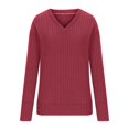 thumbnail image 2 of Women V Neck Long Sleeve Shirts Casual Fall Tops Light-Weight Tunic Sweaters Fashion Tops 2025 Wine Red S, 2 of 5