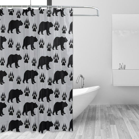Yayeee Shower Curtain with Hooks 72"x72" Waterproof Fabric Bathroom Hanging Decor, Gray Bear Paws Pattern