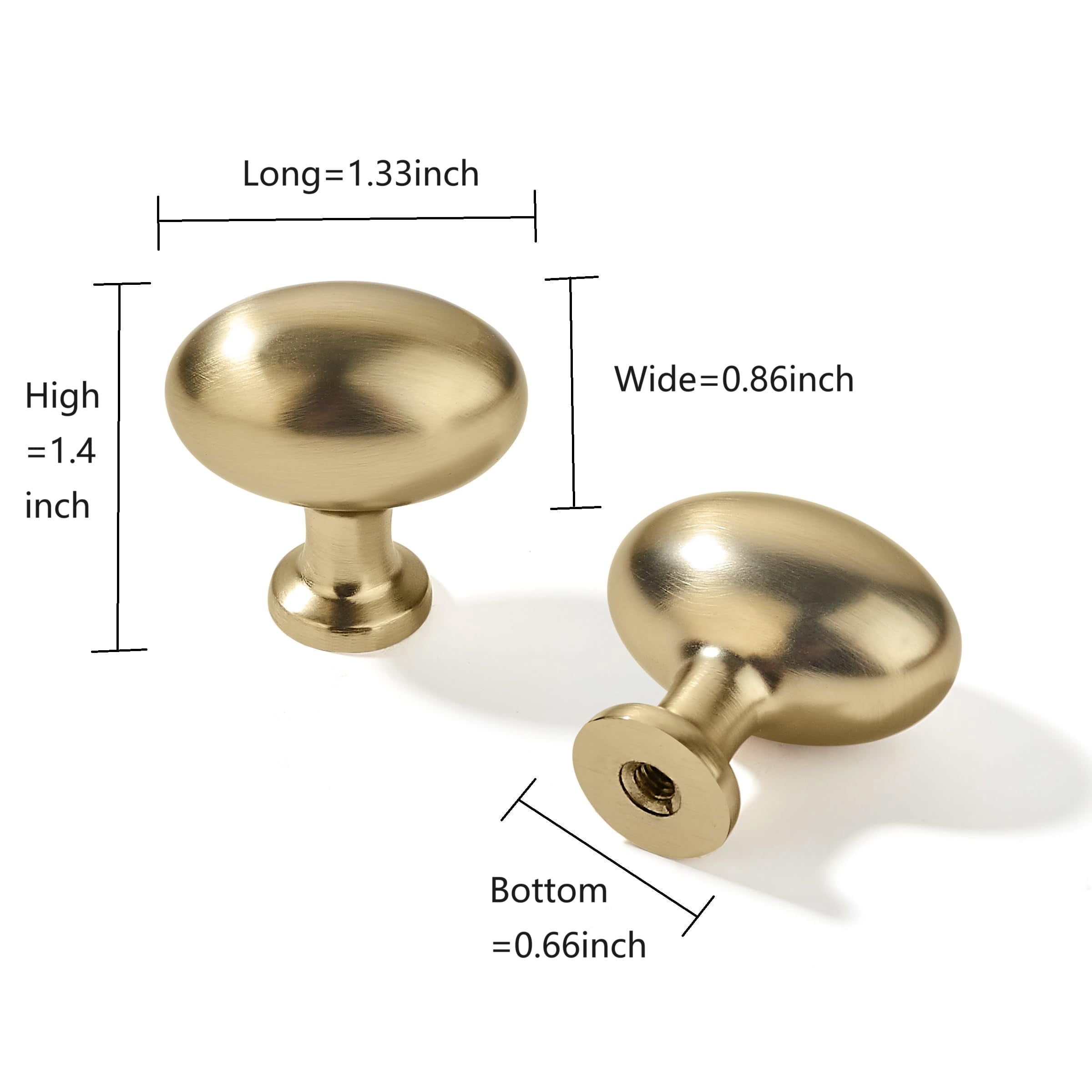 10 Pack 1-3/8 inch(35mm) Antique Brass Cabinet Knobs Dresser Knobs Oval Drawer Knobs Kitchen Cabinet Hardware Egg Knobs for Dresser Drawers