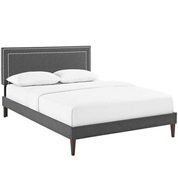Modway Jessamine Fabric Upholstered King Platform Bed in Gray