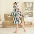 thumbnail image 4 of FORMRS Niños Bathrobe Unisex Hooded Robe Soft Plush Pajamas Sleepwear, Size 10-12T, Pink Cubes, 4 of 7