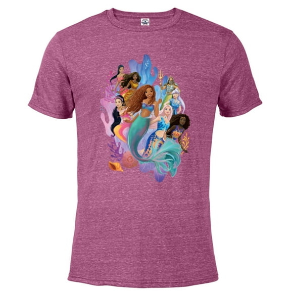 Disney The Little Mermaid Ariel Royal Ocean Family - Short Sleeve Blended T-Shirt for Adults - Customized-Berry Snow Heather