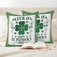 thumbnail image 3 of St. Patrick's Outdoor Waterproof Pillow Covers, Lucky Shamrock Leaves Farmhouse Green Plaid Decorative Square Throw Pillowcase Sofa Cushion Sham for Patio/Couch/Chair, 24"x24" 2 Pack, 3 of 8