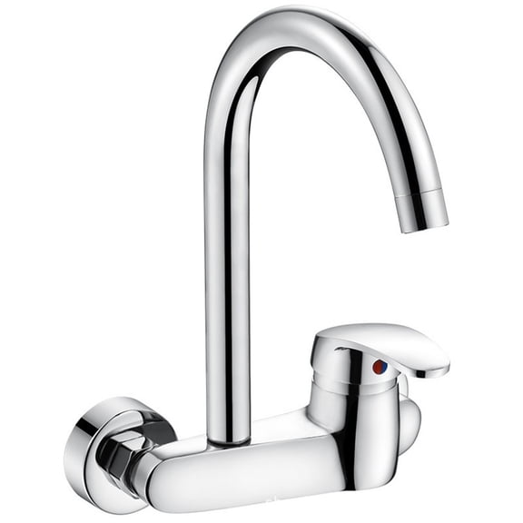 Brass Chrome Kitchen Wall Mounted Cold Hot Water Faucet Sink Basin Mixer Tap