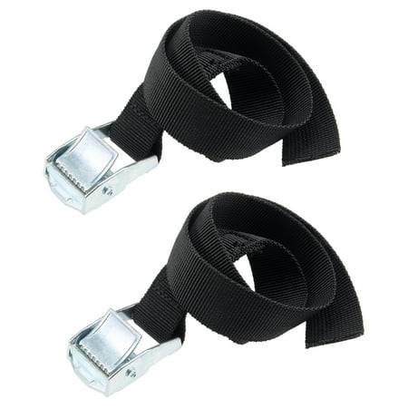 Cam Lock Tie Down Straps - 0.5M x 25mm Lashing Strap Cargo Tie Down Straps Cam Lock Buckle Up to 250Kg, Black, 2Pcs