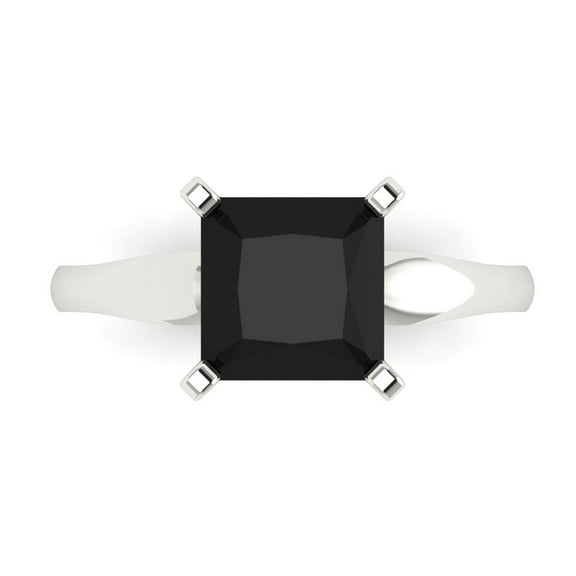 Solitaire Engagement Ring for Women - 2.5ct Natural Onyx in 18K White Gold Promise Ring