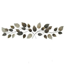 DecMode Timeless and Traditional Metal Leaves Wall Décor in Brown, 50"L x 15"H,
