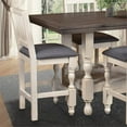 thumbnail image 3 of Rustic French Upholstered Counter Stool in Distressed White/Brown Wood Set of 2, 3 of 7