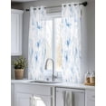 thumbnail image 5 of Blue Flower Sheer Curtains 39 Inch Length 2 Panels Set for Living Room/Bedroom, Watercolor Floral Botanical Line Drawing Print Kitchen Curtains Grommet Curtains Window Treatments 27.5"x39"x2, 5 of 7