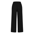 thumbnail image 5 of Womens Summer Pants Sevevn Women Solid And Linen Drawstring Fake Buttons Loose Casual Wide Leg Long Pants, 5 of 5