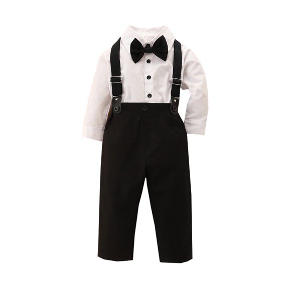 Coerni Boy Clothes Suit Toddler Boys Long Sleeve White Shirt Tops Pants With Black Tie Child Kids Gentleman Wedding Outfits