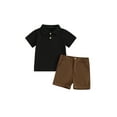 thumbnail image 2 of Musuos Little Boy 2 Piece Casual Set, 1-5 Years Lapel Neck Short Sleeve Tops + Elastic Waist Shorts Toddler Summer Outfits, 2 of 10