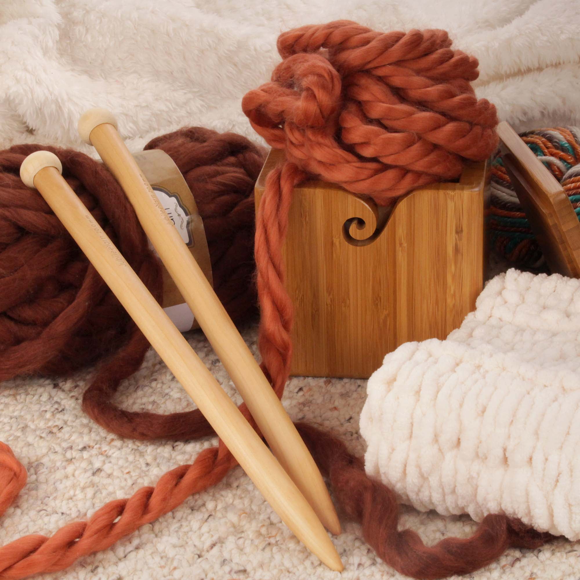 Jumbo Giant Thickness Chile Oak Knitting Needles Chunky Custom 40mm wi –  Imagina Natural