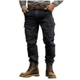 thumbnail image 3 of DDAPJ pyju Cotton Work Pants for Men Ripstop Cargo Pants with Pockets Lightweight Outdoor Hiking Pants Black 32, 3 of 4