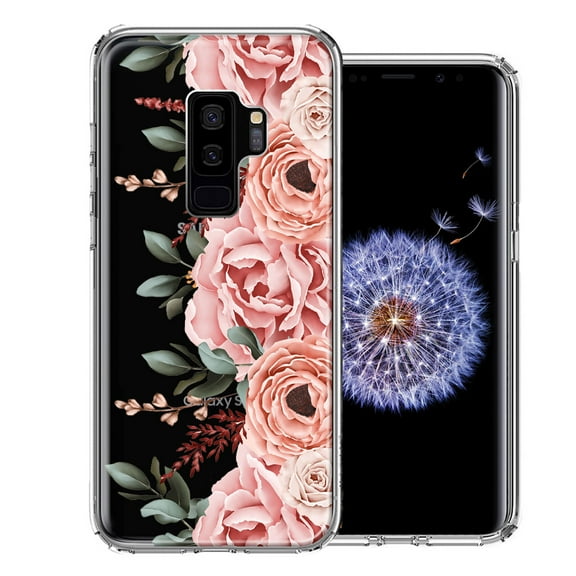 MUNDAZE Case For Samsung Galaxy S9 Plus Blush Pink Peach Spring Flowers Peony Rose Phone Cover