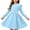 Blue, variant on Girls Solid Color Long Sleeve Dress with Flutter Bubble Sleeve Design and Pockets Kids Spring Summer Casual Play Knee Length Dress
