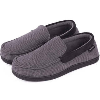 HomeTop Men's Comfort Memory Foam Moccasin Slippers Breathable Cotton ...