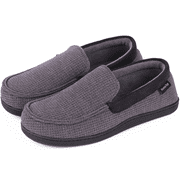 HomeTop Men's Comfort Memory Foam Moccasin Slippers, Size 11, Adult, Dark Gray