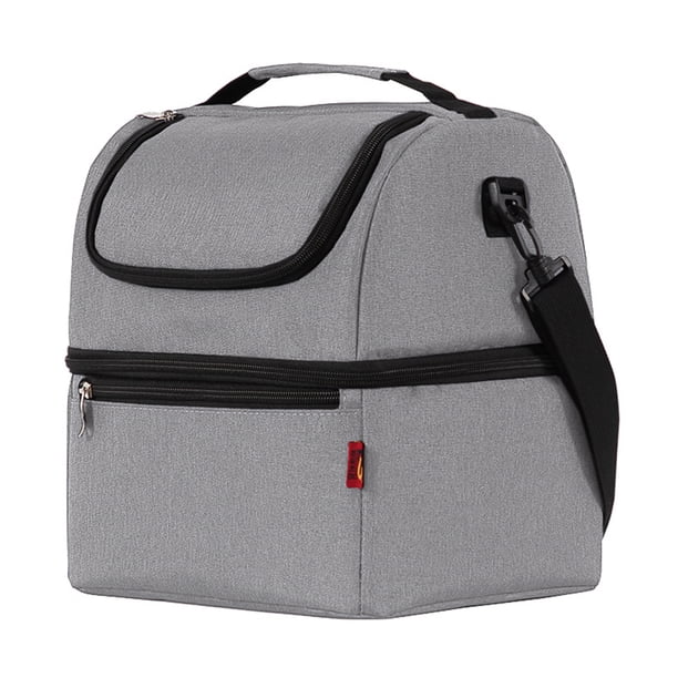 Bolsa de aislamiento Bolsa de almuerzo aislada de dos pisos Caja de almuerzo a prueba de fugas Bolsa de hombro para hombres Mujeres Camping al aire libre Picnic Playa