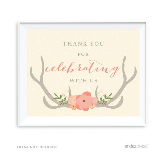 Thank You For Celebrating With Us Woodland Deer Wedding Party Signs