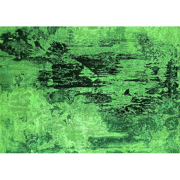 Ahgly Company Indoor Rectangle Oriental Green Industrial Area Rugs, 2' x 3'