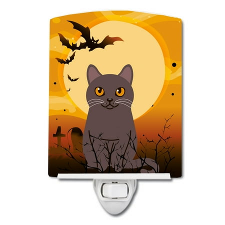 Halloween Chartreux Cat Ceramic Night Light