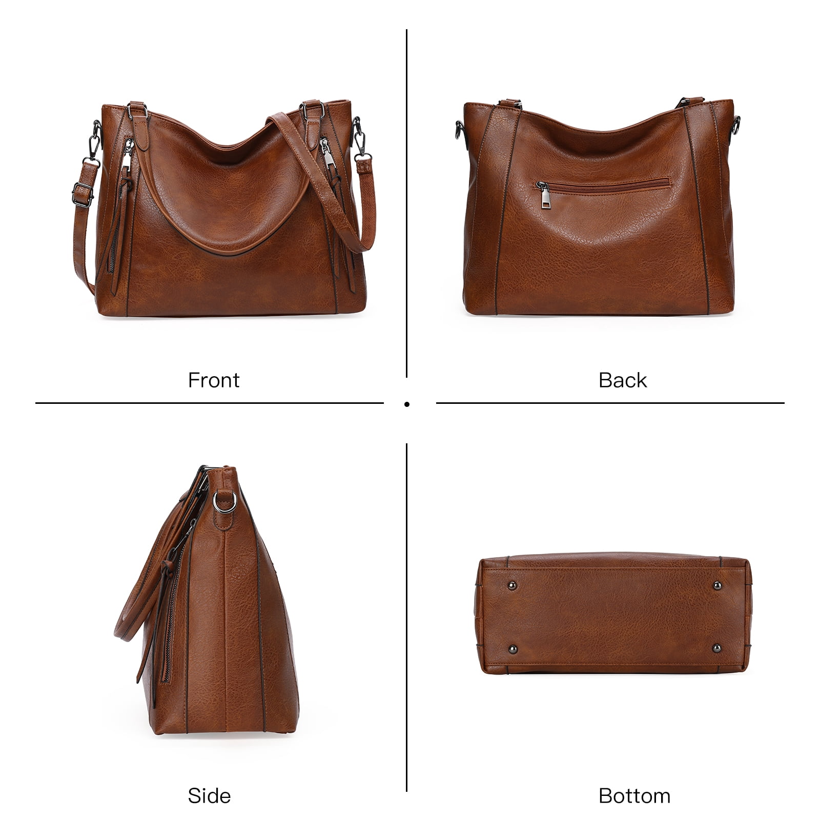 SENDEFN Tote Bag for Women with Zipper Leather Purse and Handbags Ladies Top-handle Shoulder Bags