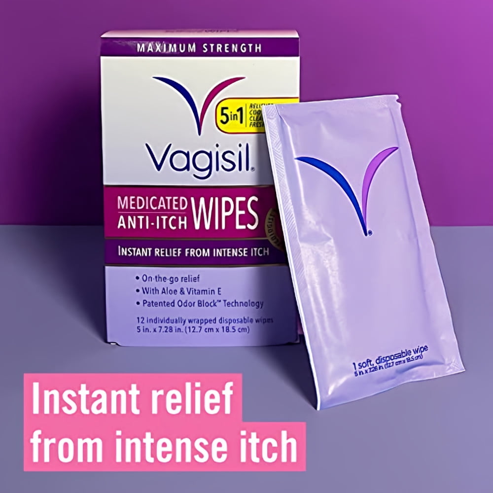Vagisil Medicated Anti-Itch Wipes, 12 Count (Pack of 9)