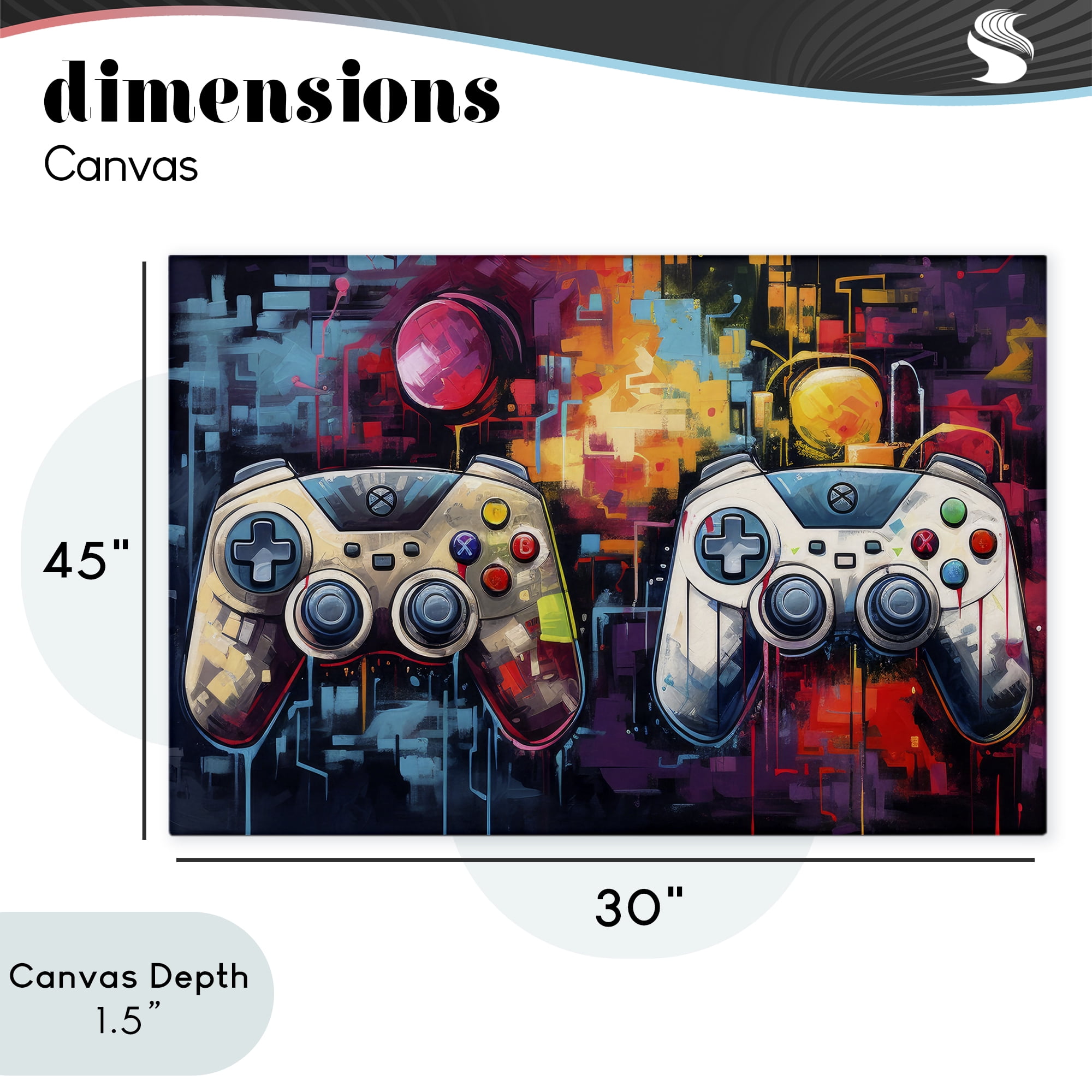 Stupell Industries Double Controller Modern Gamer Canvas Wall Art, design by Lazar Studio