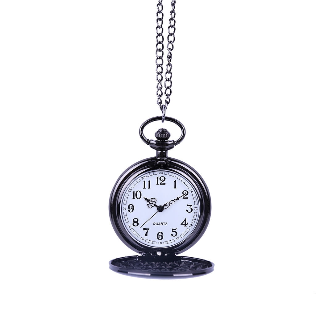 LASHALL Personality Fashion Large Pocket Watch Black TwoFaced Light