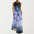 thumbnail image 1 of SMihono Robe Maxi Bohème d'Été pour Femmes Grande Taille Mode d'Été pour Femmes Imprimée à Col en V Sans Manches à Enfiler avec Poches Robe de Plage Évasée Robe Soleil, 1 of 5