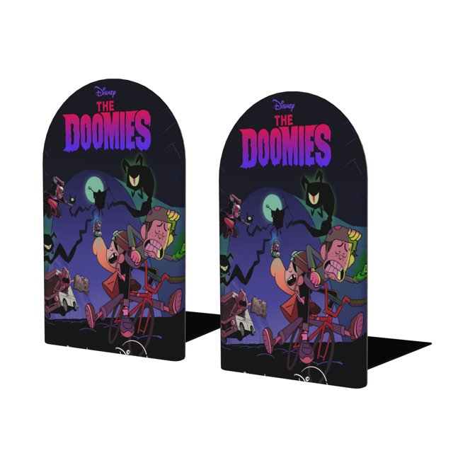 Los Doomies Sujetalibros decorativos temáticos, tope para estantería con base antideslizante, uso dual para hogar y oficina - 2 piezas