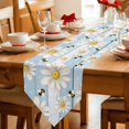thumbnail image 2 of White Daisy Farmhouse Table Runner Linen Burlap Table Runner 36 Inches Small Garden Floral Bees Blue Wooden Dresser Scarves for Kitchen Island Coffee Dining Room Party Wedding Holiday Decor 13"x36", 2 of 8