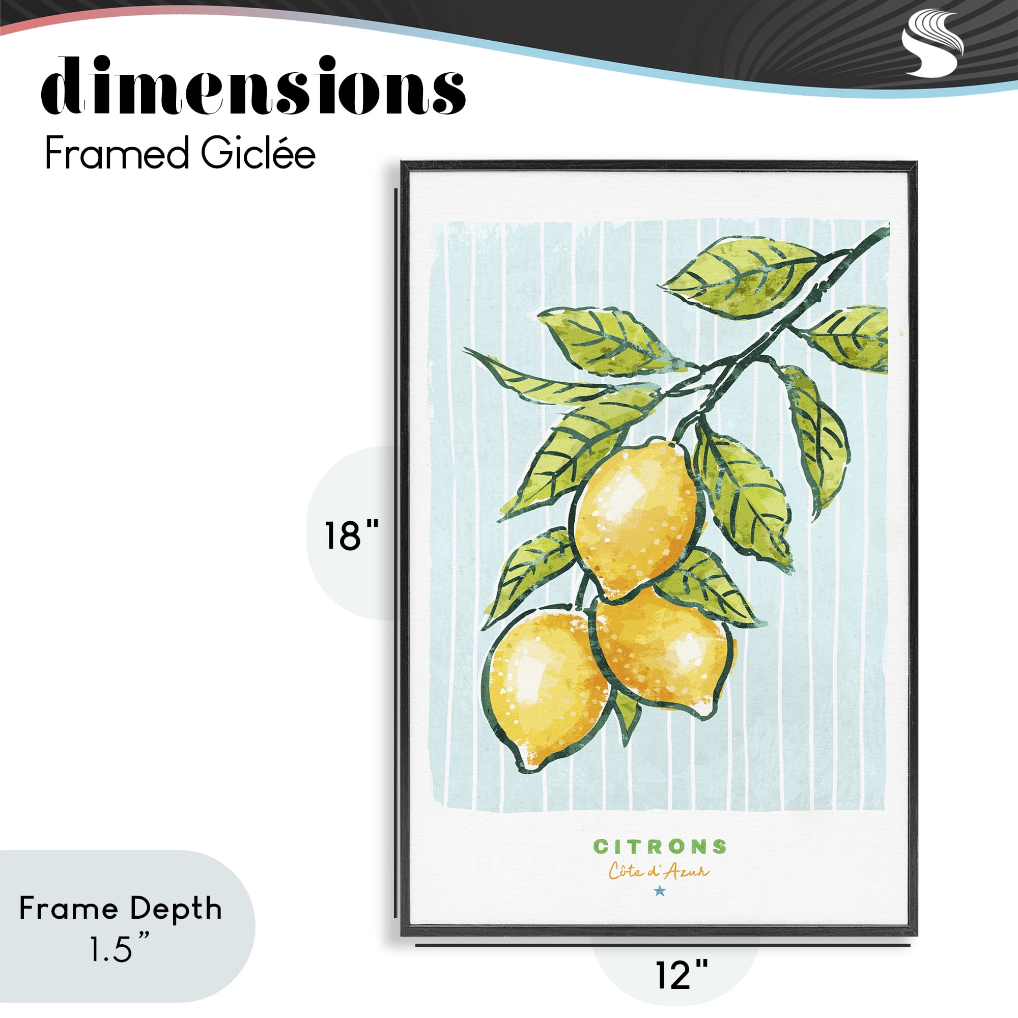 Stupell Industries Modern Bistro Lemons Black Framed Giclee Art, design by Chad Barrett