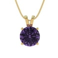 thumbnail image 4 of Clara Pucci 14K Yellow Solid Hypoallergenic Gold 2.5Ct Alexandrite Round Brilliant Cut Solitaire Designer Necklace Pendant For June, 4 of 7