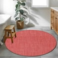 thumbnail image 4 of Vintage Coral Red Large Area Rugs for Bedroom Living Room, Soft Non Slip Carpet Bedside Rug, Farmhouse Retro Solid Color Linen Texture Round Floor Cover Kitchen Accent Rug 4' for Dining Room/Office, 4 of 9