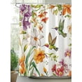 thumbnail image 2 of Shower Curtains Watercolors Bird Flowers Bath Curtain Orange Floral Leaf Waterproof Bathroom Shower Curtain Set with Hooks Decoration 72 x 84 Inches, 2 of 7