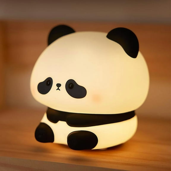 MYKOMI Cute Panda Night Light, LED Squishy Novelty Animal Night Lamp, Food Grade Silicone, 3 Level Dimmable Rechargeable Nursery Nightlight for Breastfeeding Toddler Baby Kids, Cute Gifts for Kids