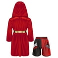 thumbnail image 2 of Xnihocha Kids Boys Boxing Outfit Metallic Satin Robe Long Sleeve Hooded Grown Cloak with Belt and B3 14, 2 of 5