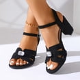 thumbnail image 2 of Xijirk Sandals Women Adjustable Ankle Strap Soft Suede Solid Block Heel Open Toe Sandals Daily and Beach Wear,8, 2 of 7