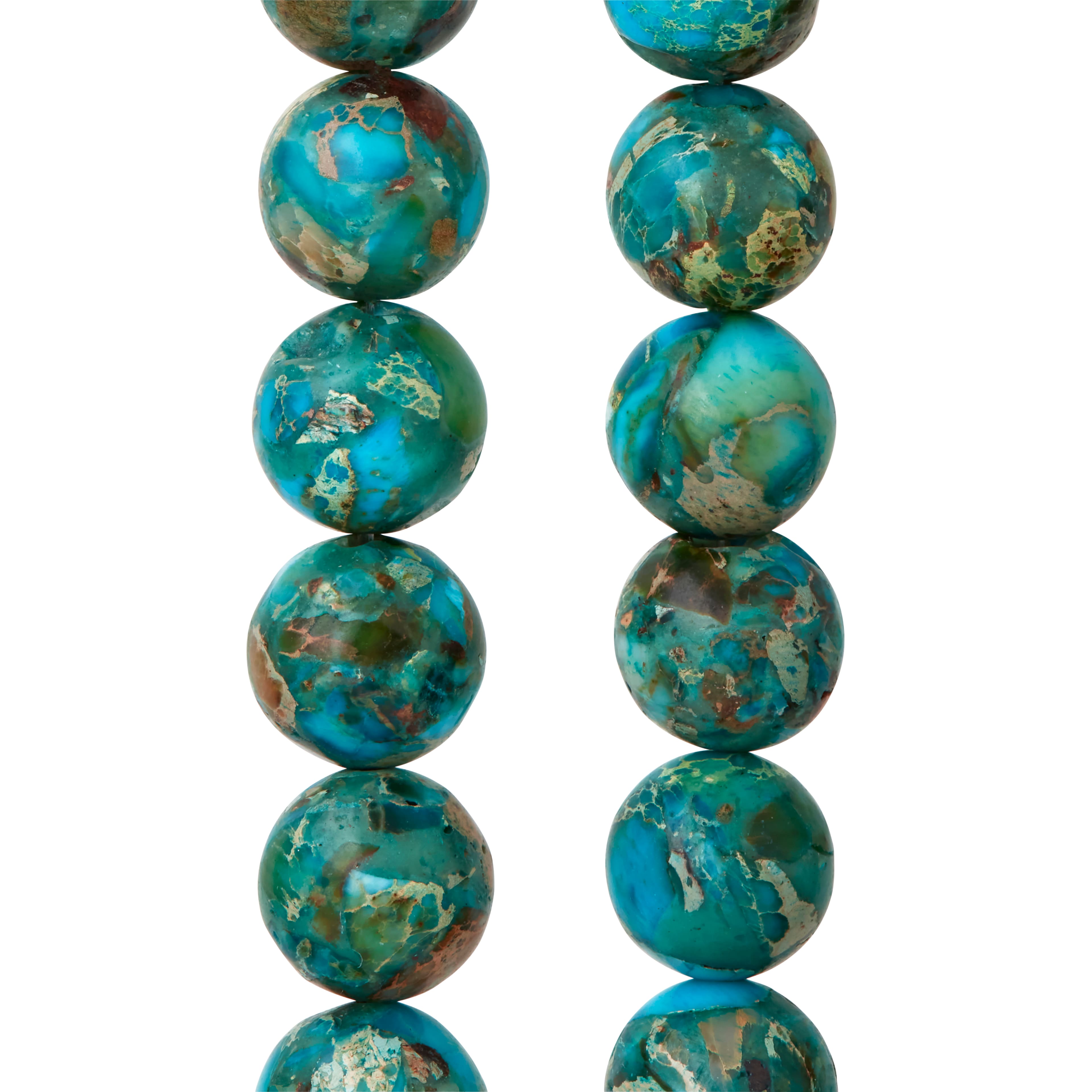 Turquoise Dyed Imperial Jasper Round Beads, 10mm by Bead Landing