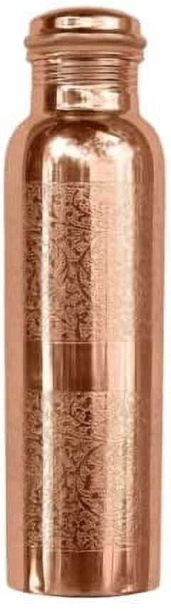 RATAN ENTERPRISES Pure Copper Embossed Water Bottle with Lid 900 ml
