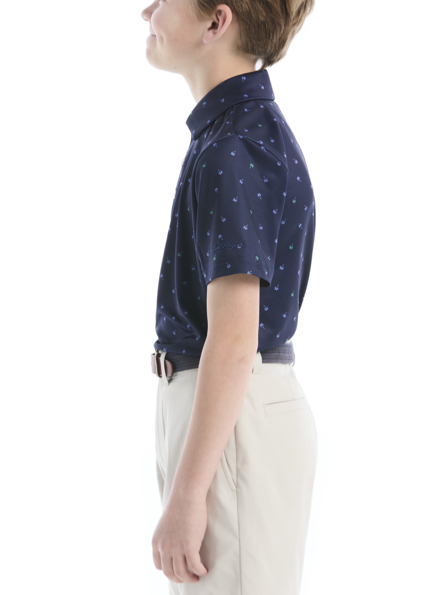 Ben Hogan Performance Little Boys and Big Boys Palm Tree Printed Short Sleeve Golf Polo Shirt, Sizes 4-18