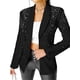 thumbnail image 2 of Blazer de Negocios para Mujer, Chaqueta de Traje de Larga con Abertura Frontal, Abrigo con Botones de Diamantes de Imitación, Ropa de Oficina Negro XL, 2 of 7