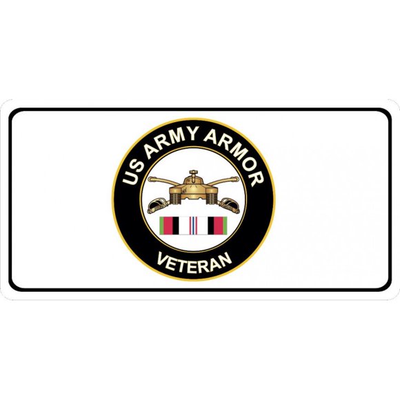 U.S. Army Armor Veteran Insignia Centered Photo License Plate