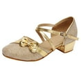 thumbnail image 2 of HAOTAGS Children's Latin Tango Shoes, Princess Lightweight Dance Practice Leather Shoes Gold 24, 2 of 8